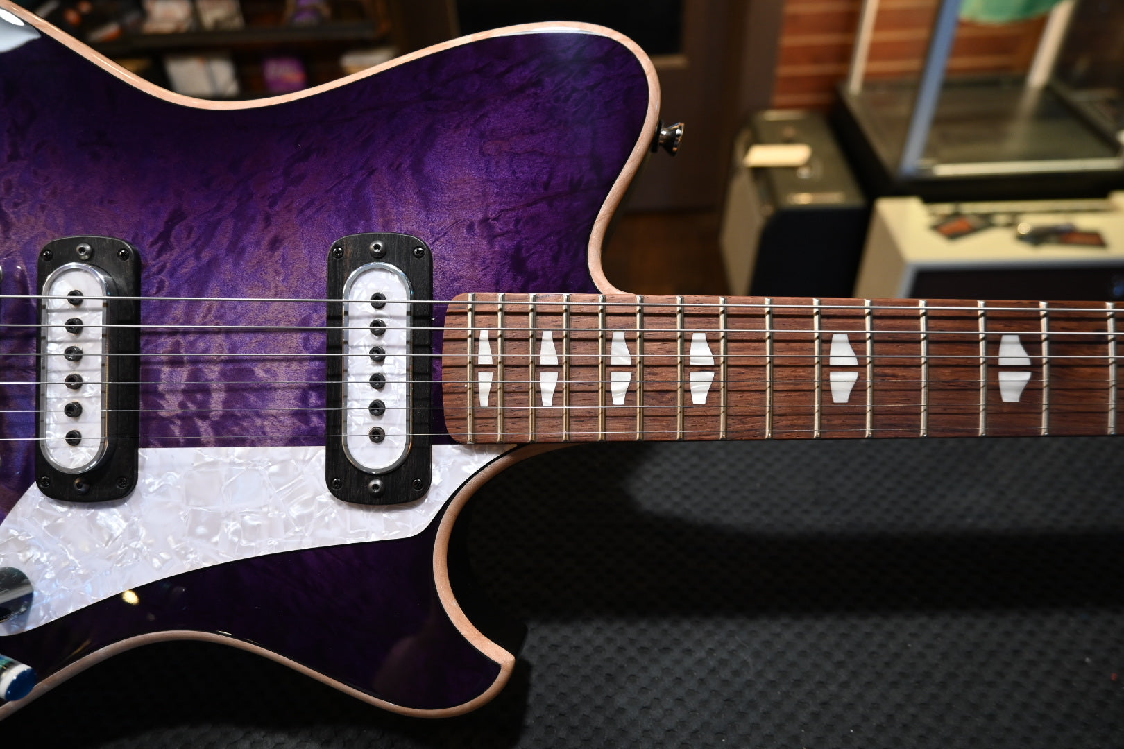 Powers Electric A-Type Select Quilt Maple PF42 CamTail - Ube Burst Guitar #B408 - Danville Music