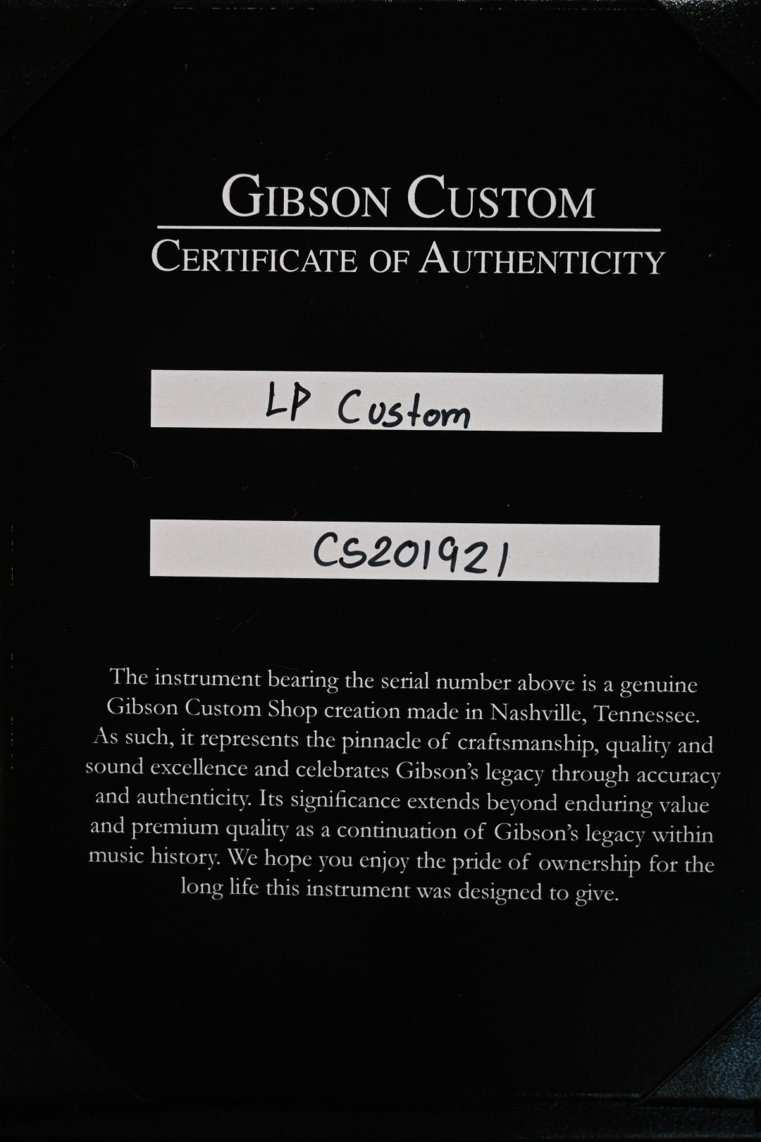 Gibson Custom Shop Les Paul Custom 2022 - Ebony Guitar #1921 - Danville Music