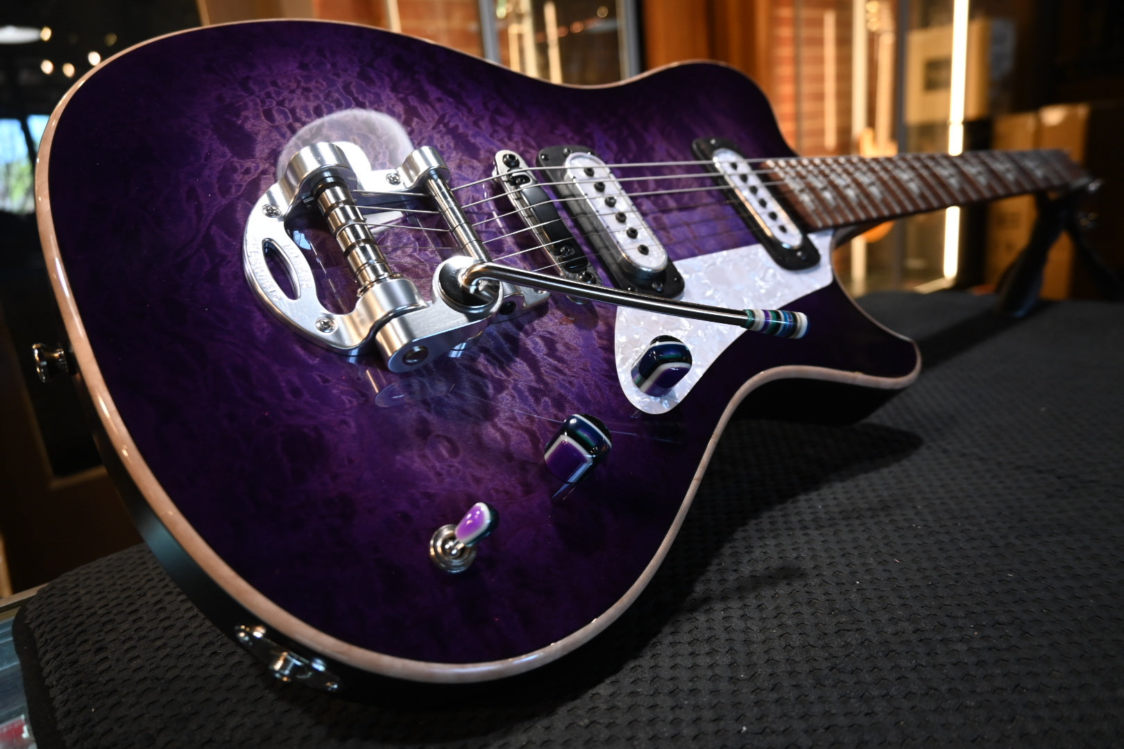 Powers Electric A-Type Select Quilt Maple PF42 CamTail - Ube Burst Guitar #B408 - Danville Music