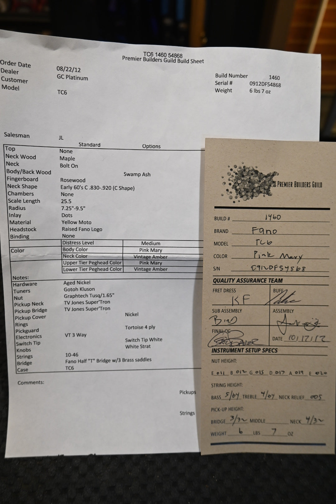 Fano Alt de Facto TC6 2012 - Pink Mary Guitar #4868 - Danville Music