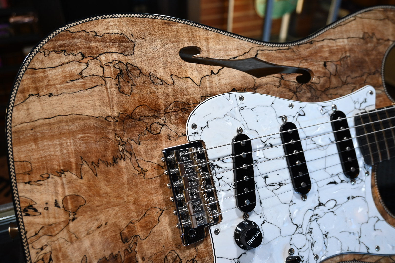 Fender Custom Shop Kyle McMillin Masterbuilt Prestige Stratocaster NOS Spalted Maple - Natural Guitar #1379 - Danville Music