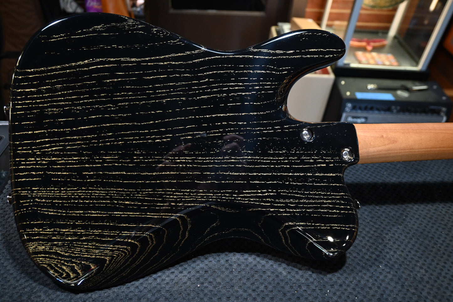 Tom Anderson Guitarworks T Classic - Black with Gold Doghair Guitar #526P