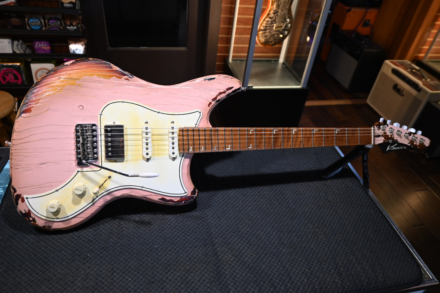 Kauer Electronliner 2026 - Weathered Shell Pink over 3-Tone Sunburst Guitar #157