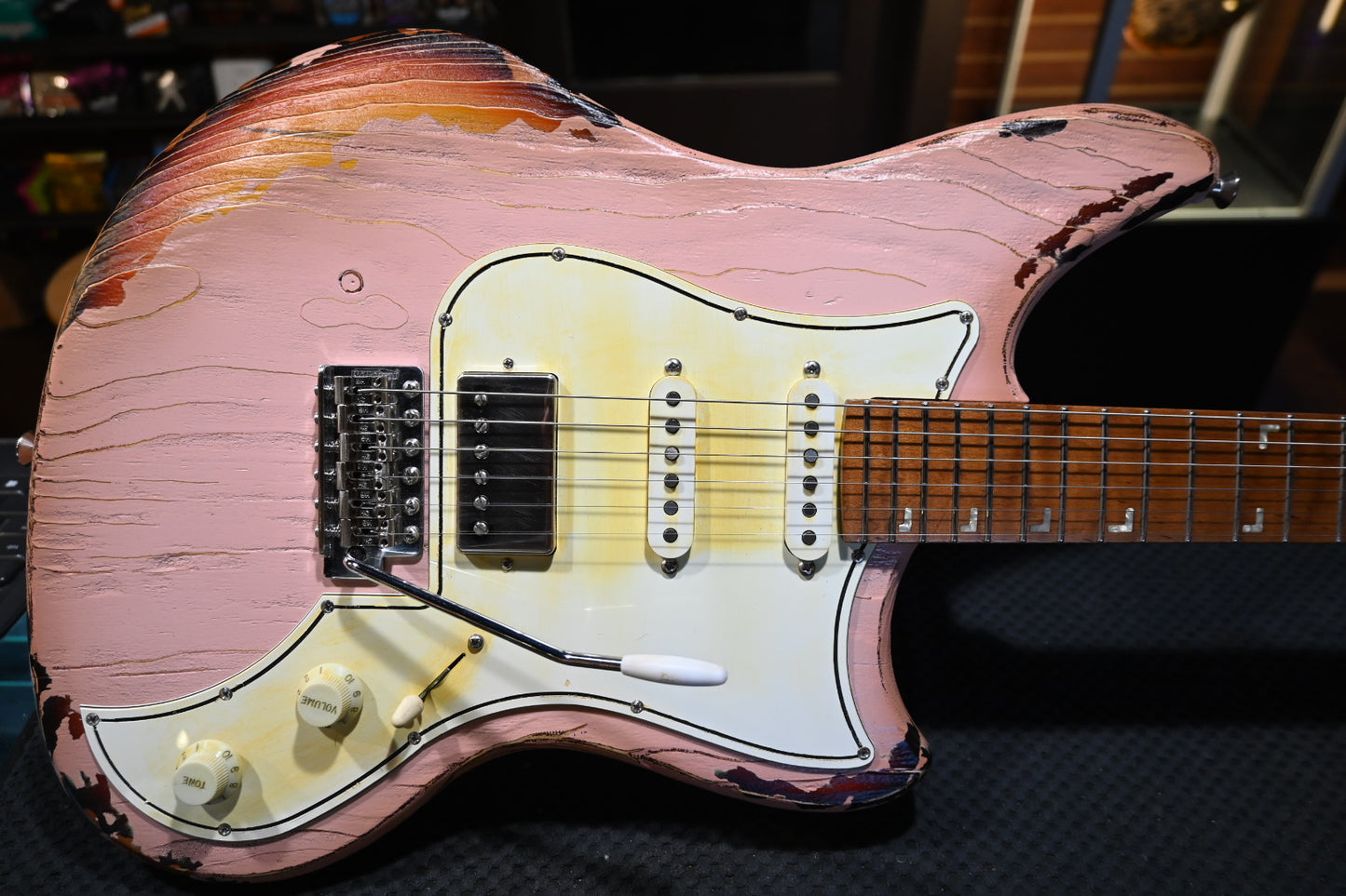 Kauer Electronliner 2026 - Weathered Shell Pink over 3-Tone Sunburst Guitar #157