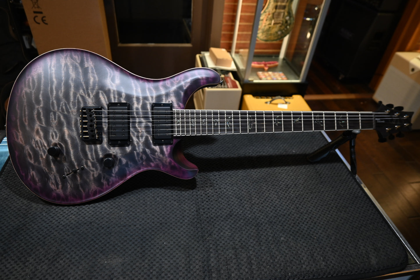 PRS Wood Library Holcomb 10-Top One-Piece Quilt - Charcoal Purple Burst Satin Guitar #2635