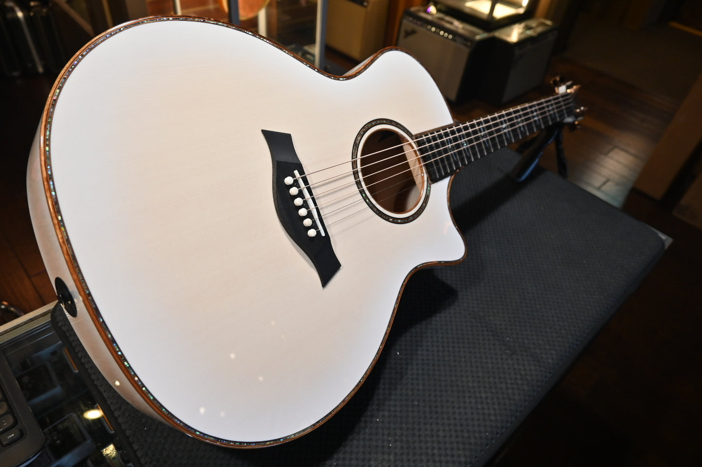 Taylor Custom GA Grand Auditorium Lutz Spruce/Big Leaf Maple Catch #22 - Translucent White Guitar #3155 w/ Taylor buy one get a GS Mini for $199 Promo! - Danville Music