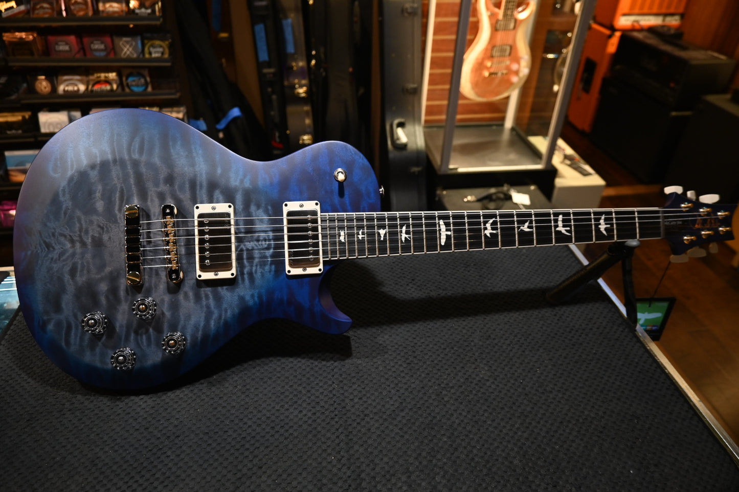 PRS Wood Library S2 McCarty SC 594 Single-Cup Quilt - Faded Gray Black Blue Burst Satin Guitar #8895