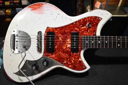 Novo Serus J LTD - Olympic White over Candy Apple Red Guitar #5356
