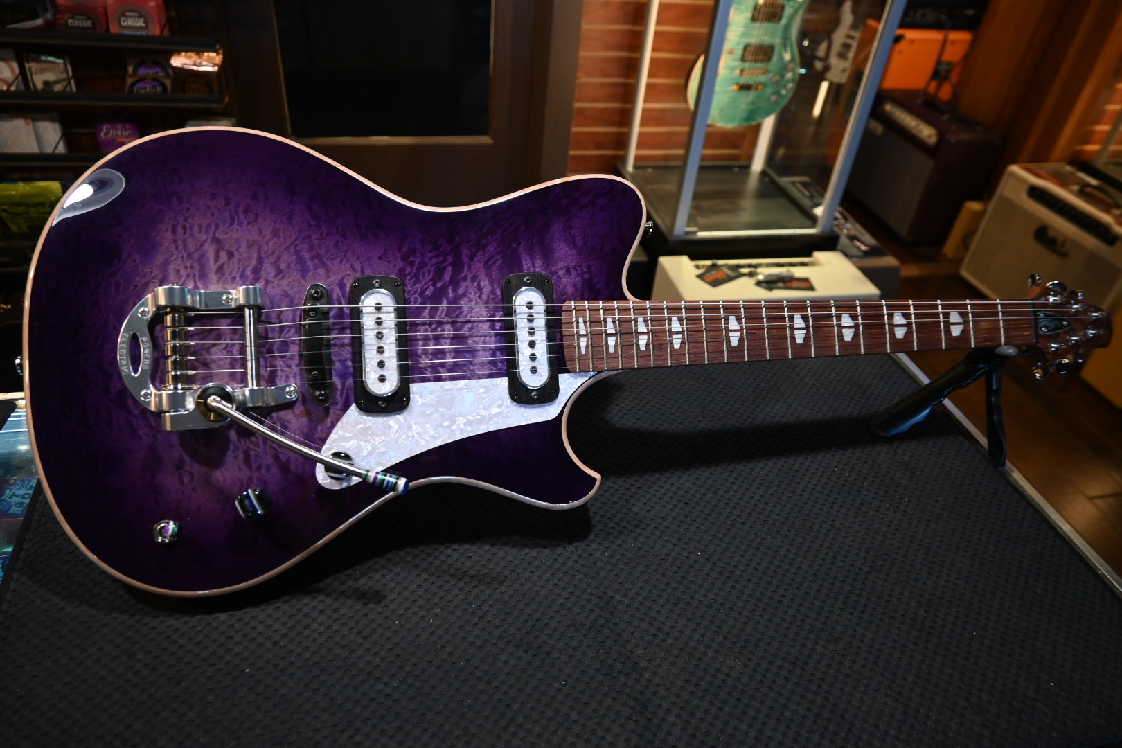 Powers Electric A-Type Select Quilt Maple PF42 CamTail - Ube Burst Guitar #B408 - Danville Music