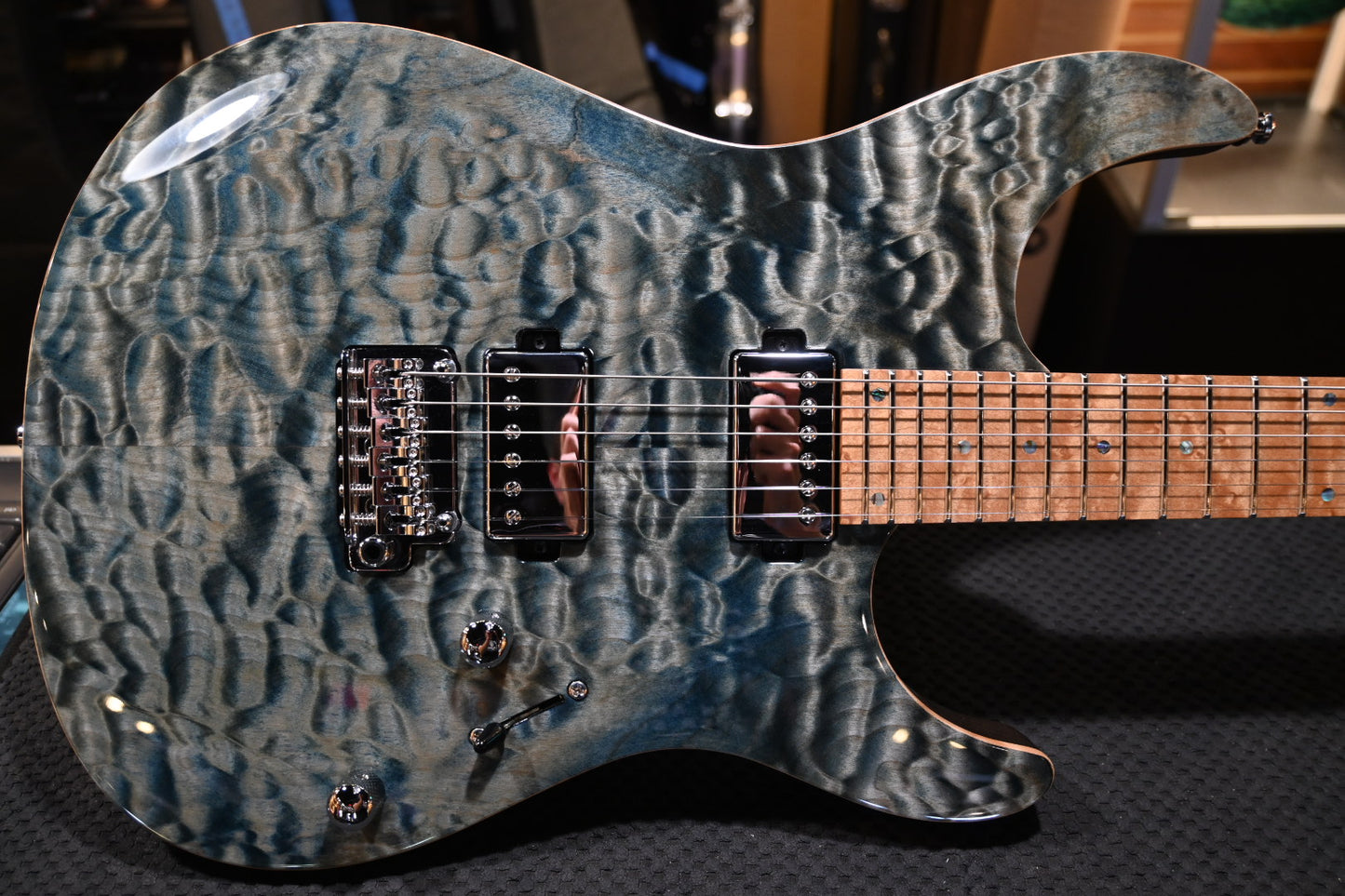 Mayones Aquila Elite S 6 - Faded Trans Aquamarine Guitar #3298