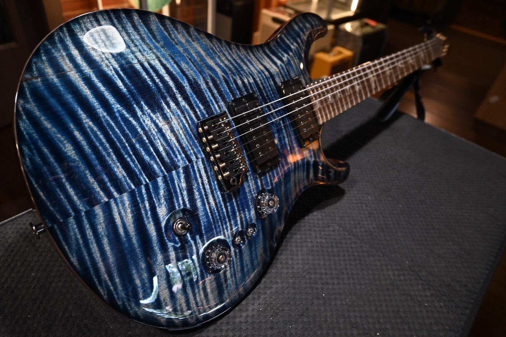 PRS Wood Library Custom 24-08 10-Top DMO Limited - Faded Blue Jean Brown Edge Burst Guitar #3696 - Danville Music