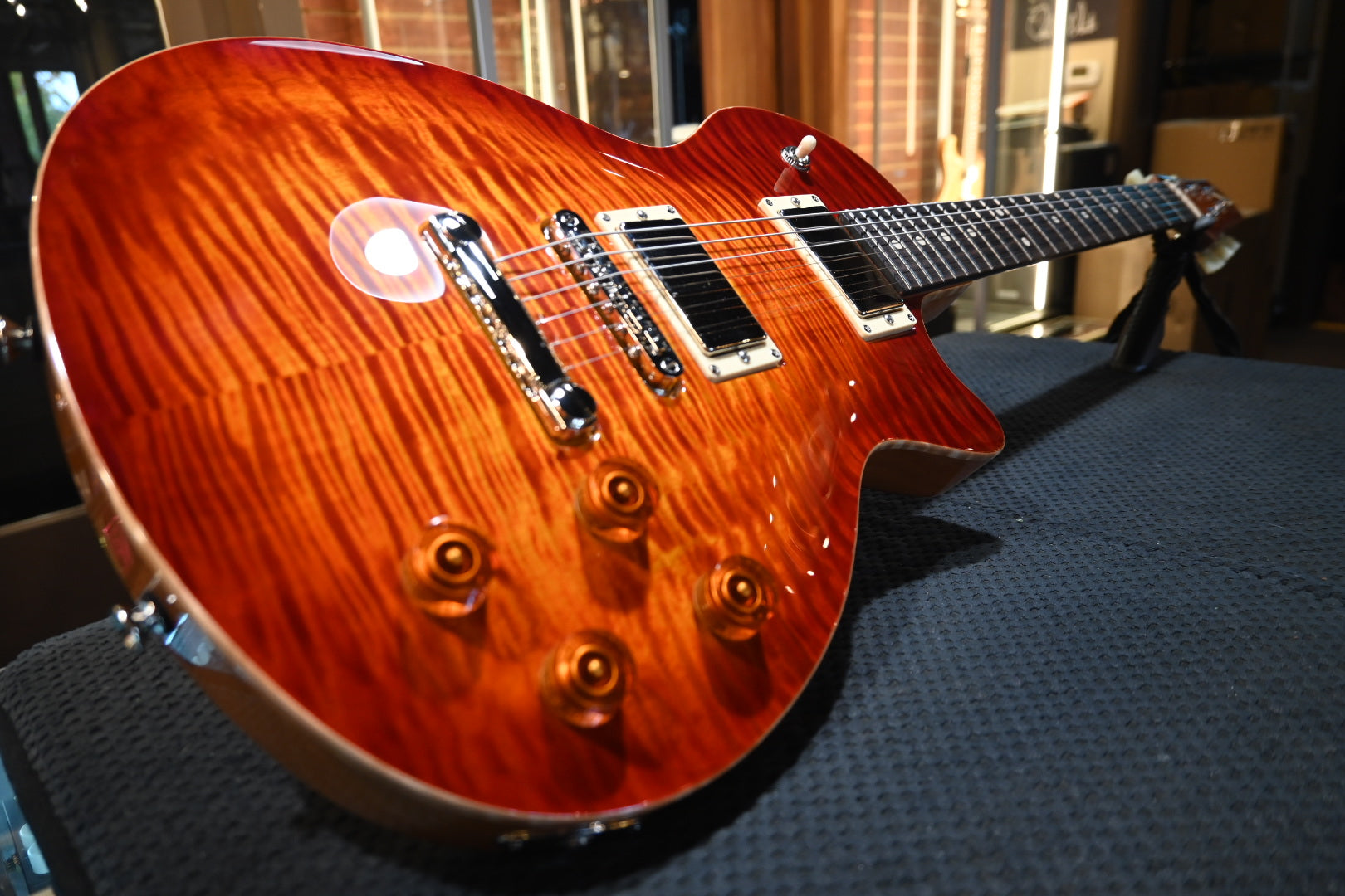 Tom Anderson Bobcat 2024 - Fire Red Burst Guitar #524N - Danville Music