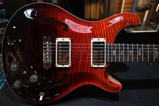 PRS Wood Library Hollowbody II Piezo 10-Top Rosewood Neck - Fire Red to Grey Black Fade Guitar #4365 - Danville Music
