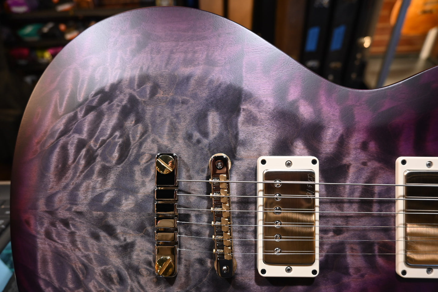 PRS Wood Library S2 McCarty SC 594 Single-Cut Angel Step Quilt - Faded Gray Black Purple Burst Satin Guitar #0266