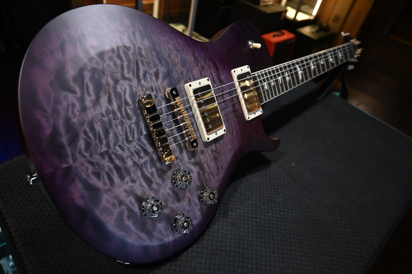 PRS Wood Library S2 McCarty SC 594 Single-Cut Quilt - Faded Gray Black Purple Burst Satin Guitar #9196