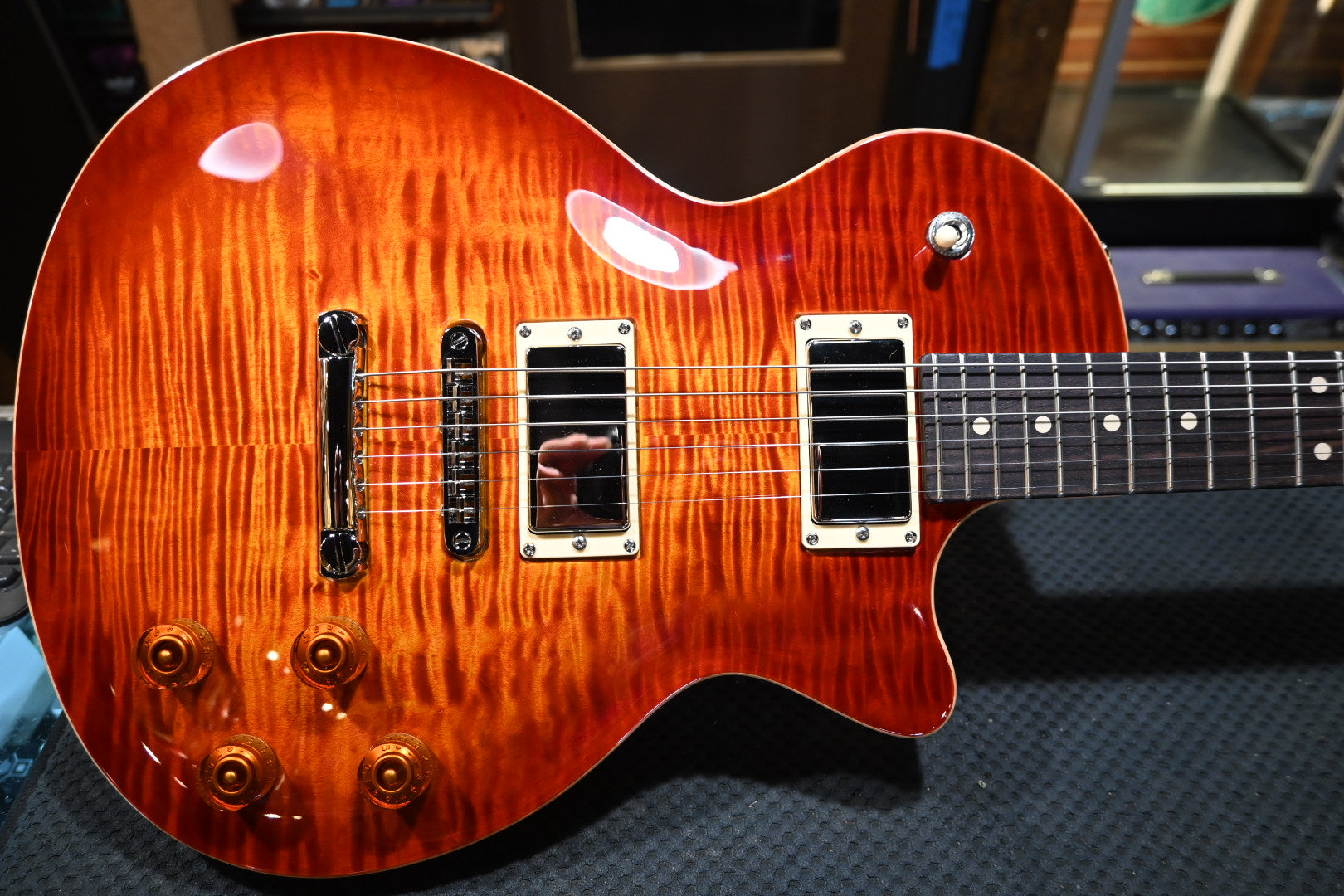 Tom Anderson Bobcat 2024 - Fire Red Burst Guitar #524N - Danville Music
