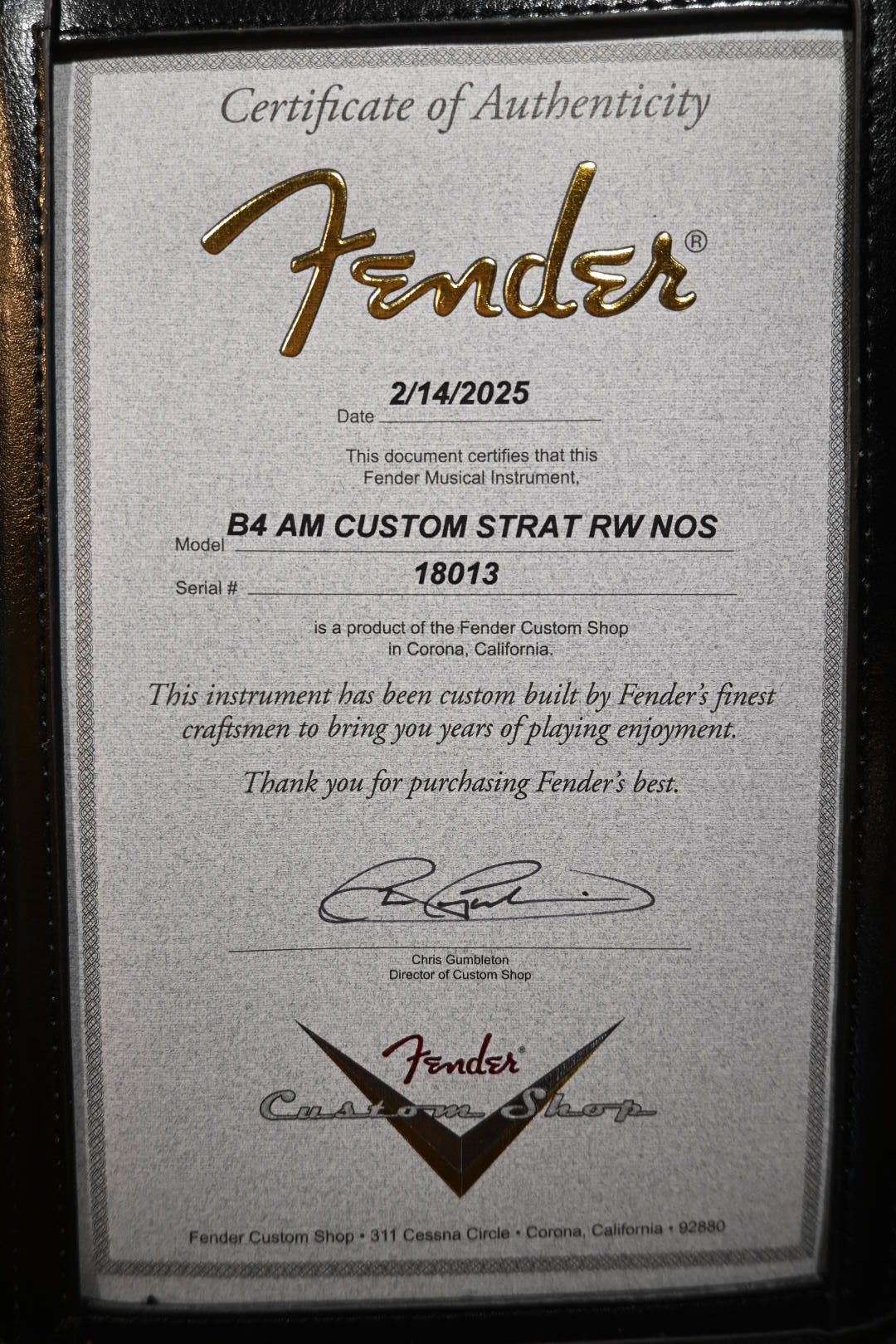 Fender Custom Shop B4 AM Custom Stratocaster RW NOS 2025 - Vintage Blonde Guitar #8103