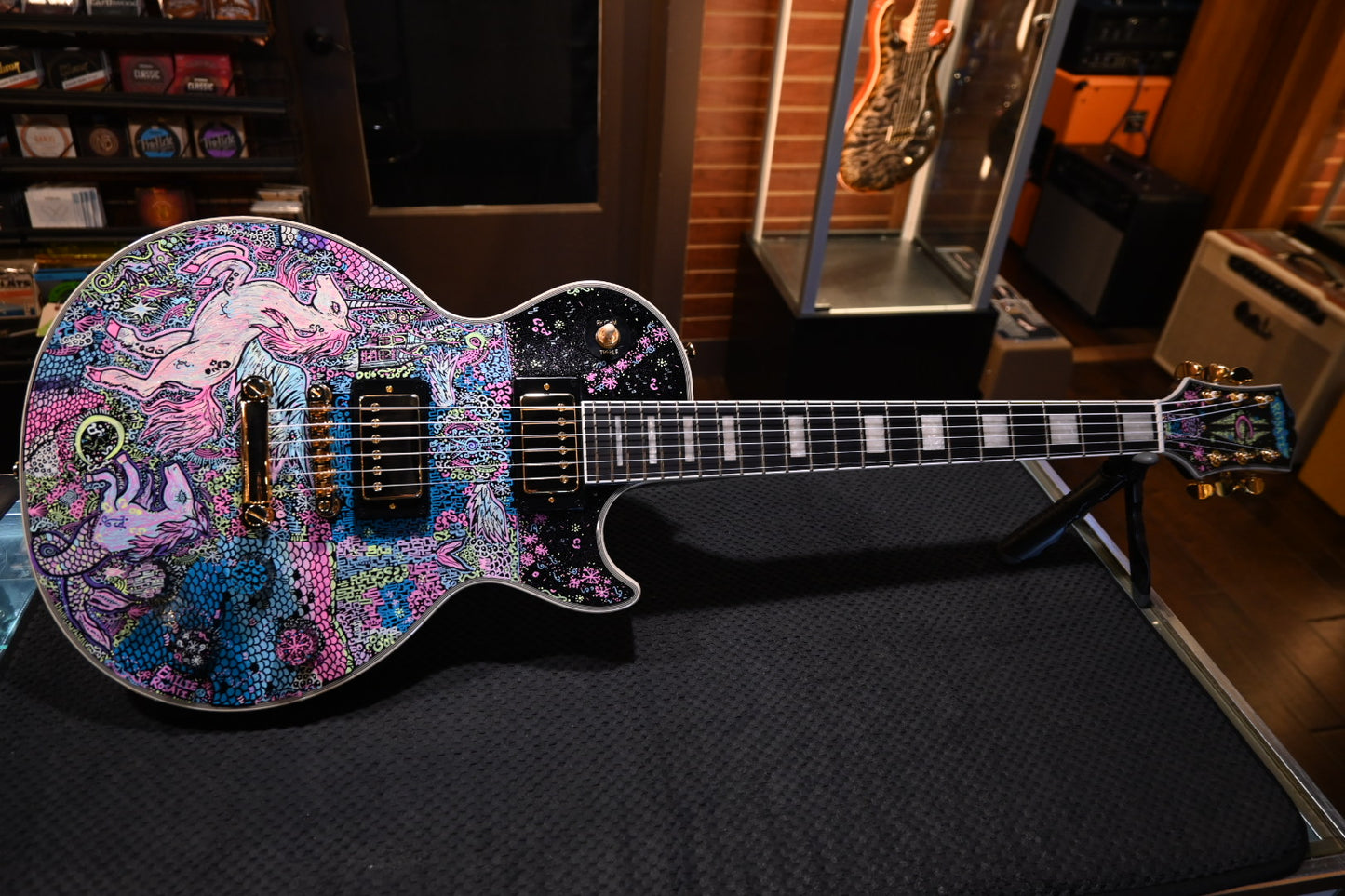 Epiphone Les Paul Custom Danville Music X Rosati “Unicorn Sparkle” Edition - Ebony Guitar #3353