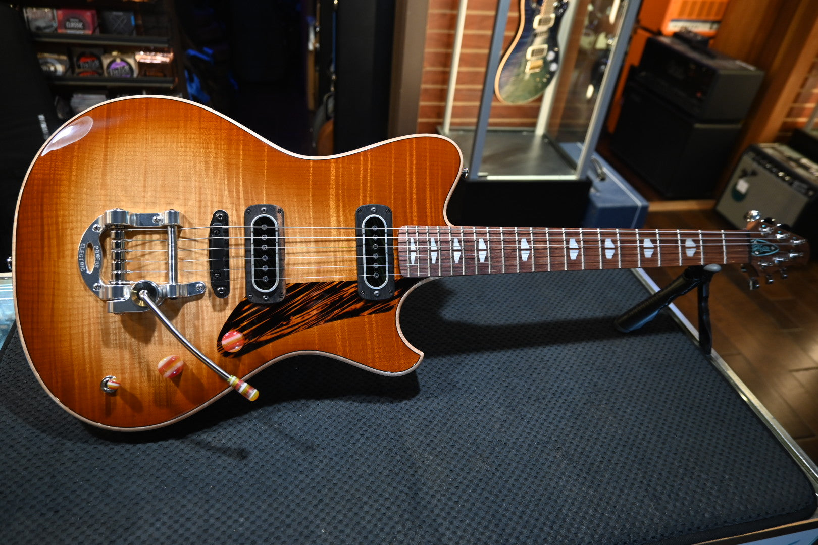 Powers Electric A-Type Select Maple PF42 CamTail - Wild Honey Burst Guitar #A956 - Danville Music