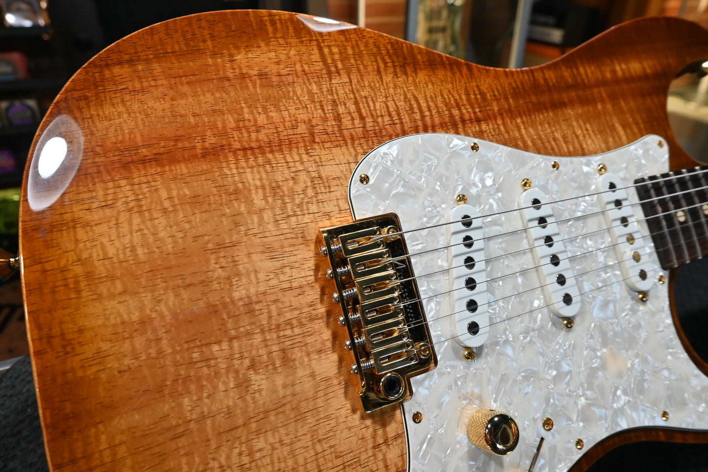 Tom Anderson Drop Top Classic Shorty Hollow Koa 2023 - Light Tobacco Shaded Edge Guitar #123A