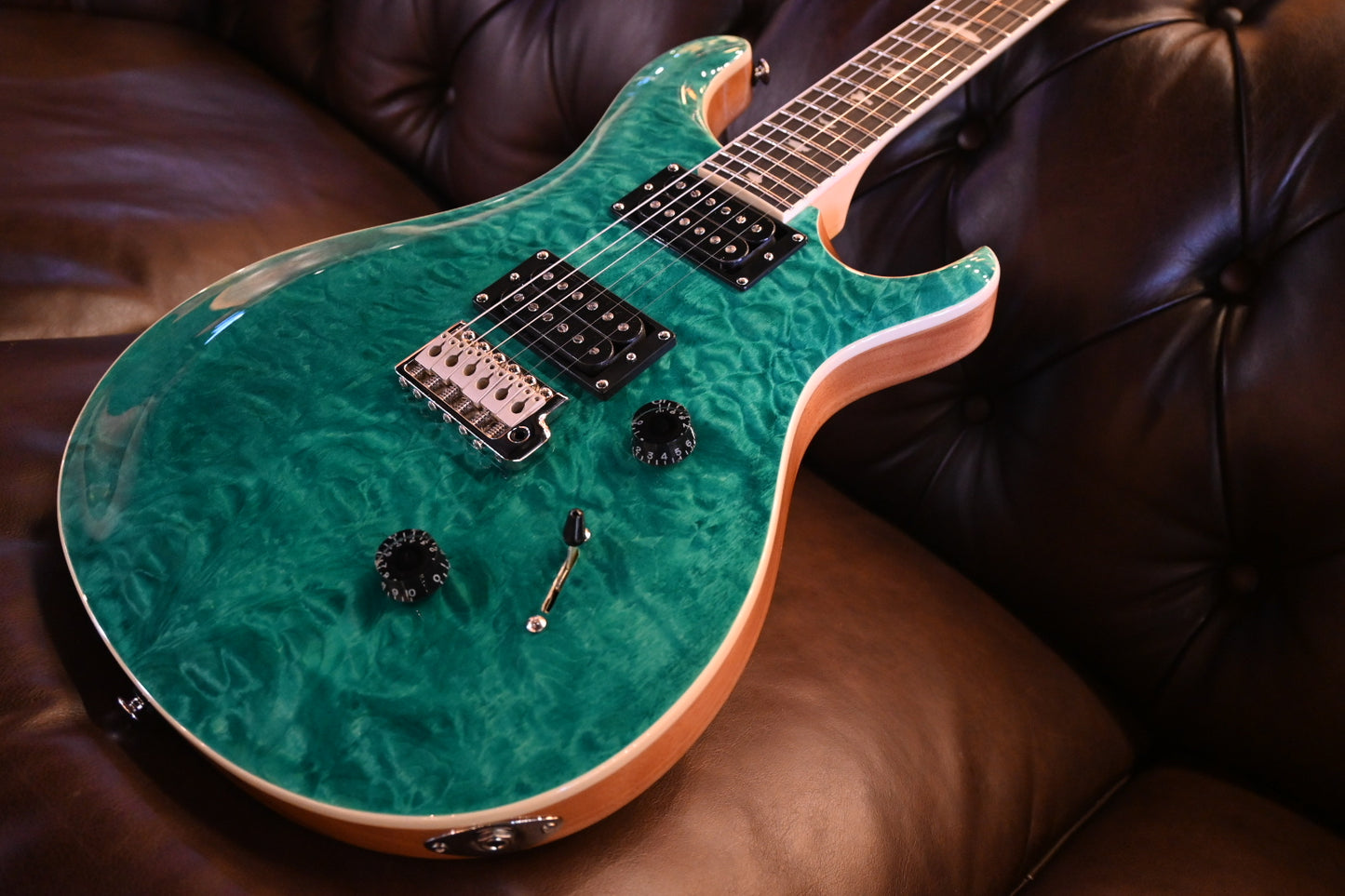 PRS SE Custom 24 Quilt - Turquoise Guitar #6628 - Danville Music