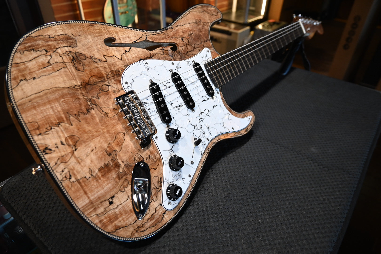 Fender Custom Shop Kyle McMillin Masterbuilt Prestige Stratocaster NOS Spalted Maple - Natural Guitar #1379 - Danville Music