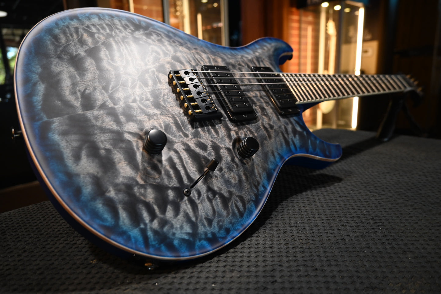 PRS Wood Library Holcomb 10-Top Quilt - Charcoal Blue Burst Satin Guitar #1495