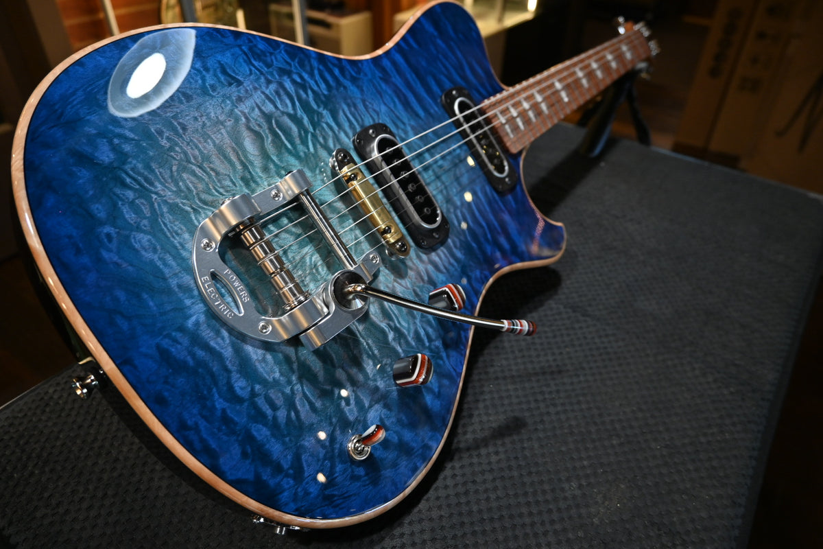 Powers Electric A-Type Select Quilt Maple PF42 CamTail - Aegean Burst Guitar #B556