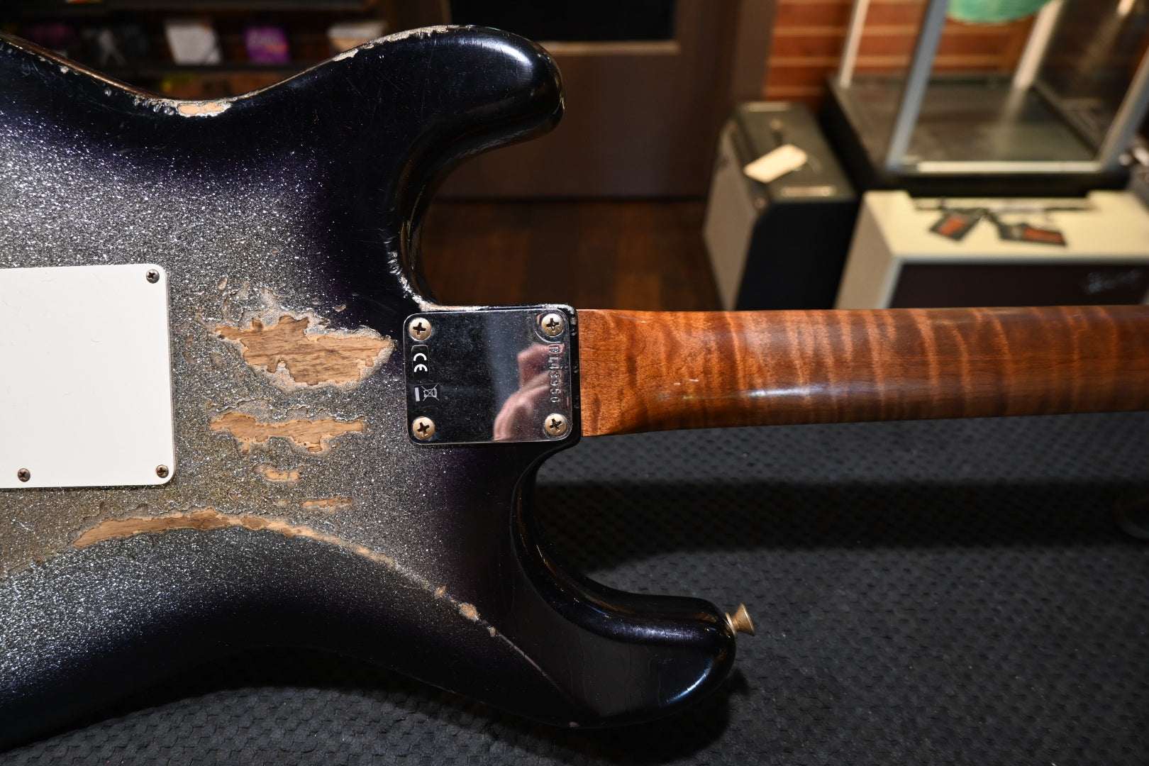Fender Custom Shop 1959 Stratocaster Heavy Relic - Black Burst on Silver Sparkle Guitar #3950 - Danville Music