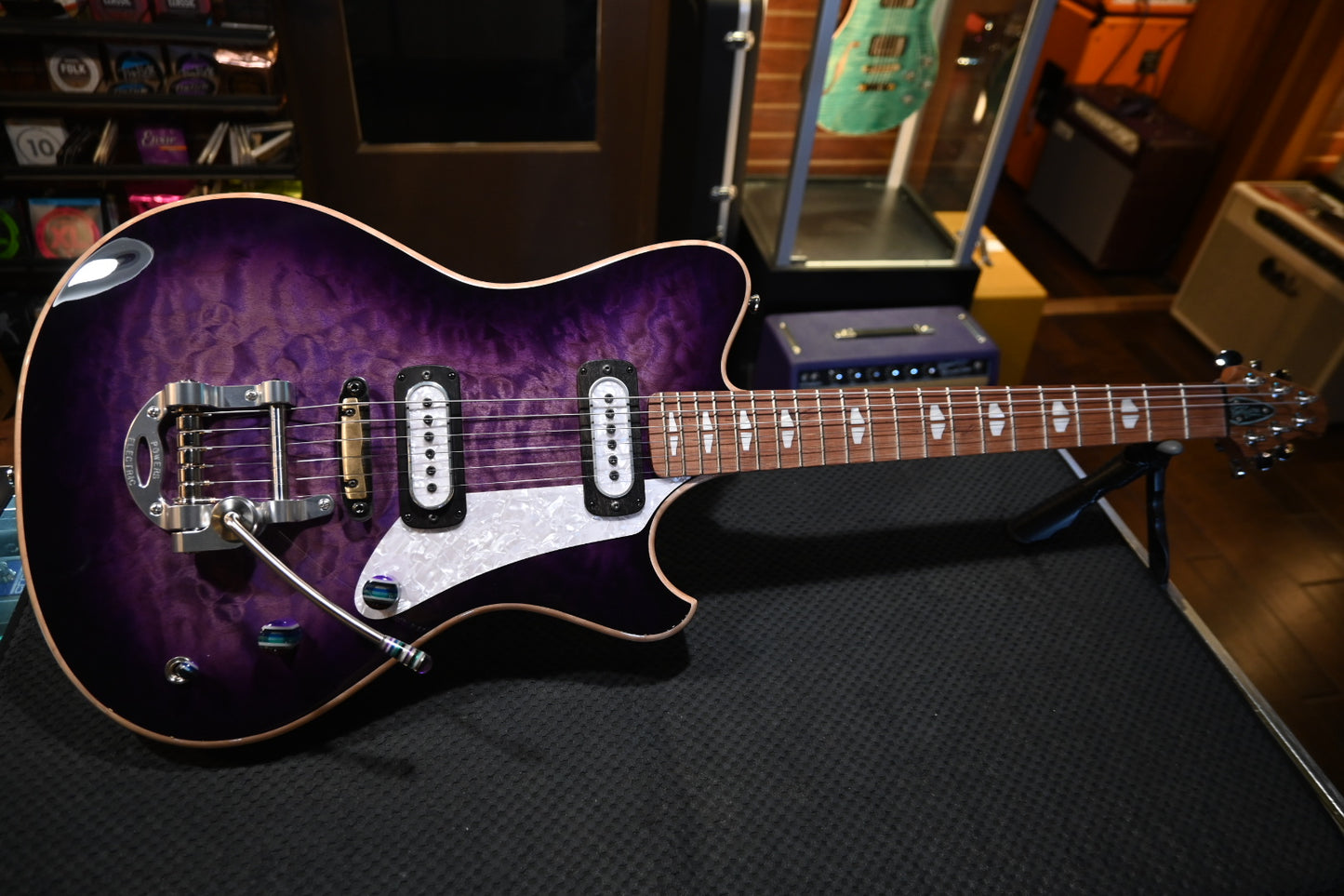 Powers Electric A-Type Select Quilt Maple PF42 CamTail - Ube Burst Guitar #B294 - Danville Music