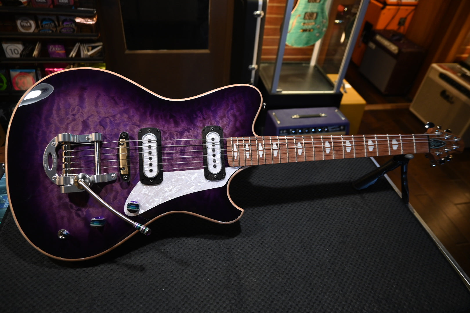Powers Electric A-Type Select Quilt Maple PF42 CamTail - Ube Burst Guitar #B294 - Danville Music