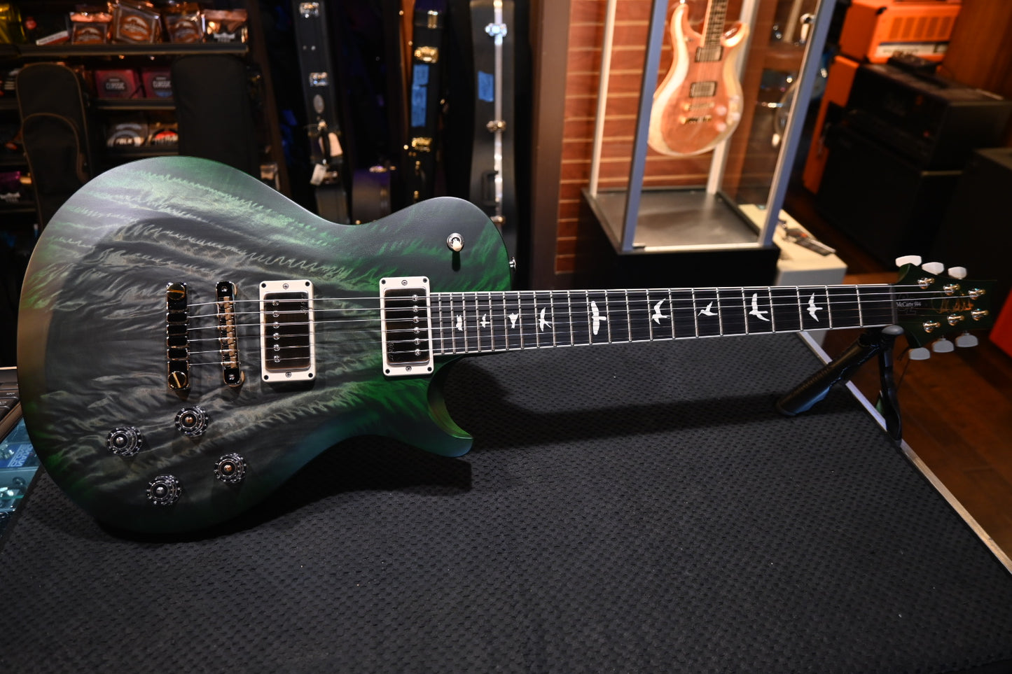 PRS Wood Library S2 McCarty SC 594 Single-Cut Angel Step Quilt - Faded Gray Black Green Burst Guitar #9199