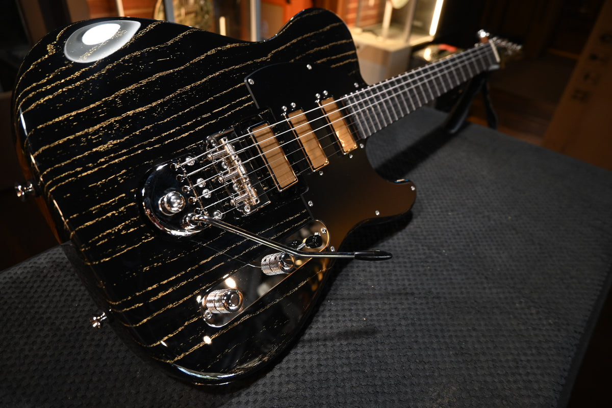 Tom Anderson Guitarworks T Classic - Black with Gold Doghair Guitar #526P
