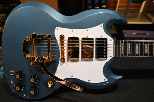 Gibson Custom Shop 1963 Les Paul SG Custom 3-Pickup Bigsby VOS “Hendrix” PSL - Pelham Blue Guitar #3063 - Danville Music