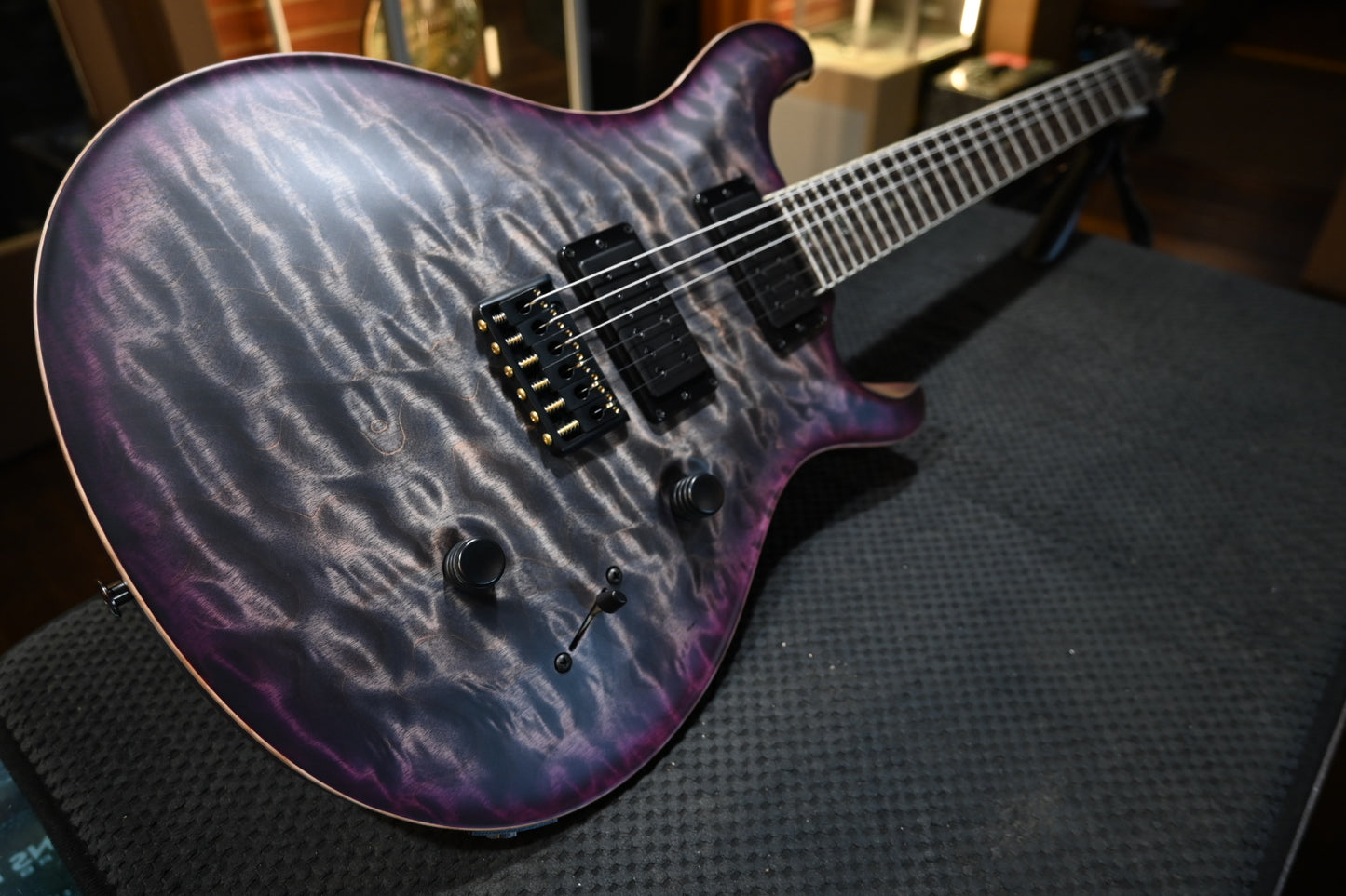 PRS Wood Library Holcomb 10-Top One-Piece Quilt - Charcoal Purple Burst Satin Guitar #2635