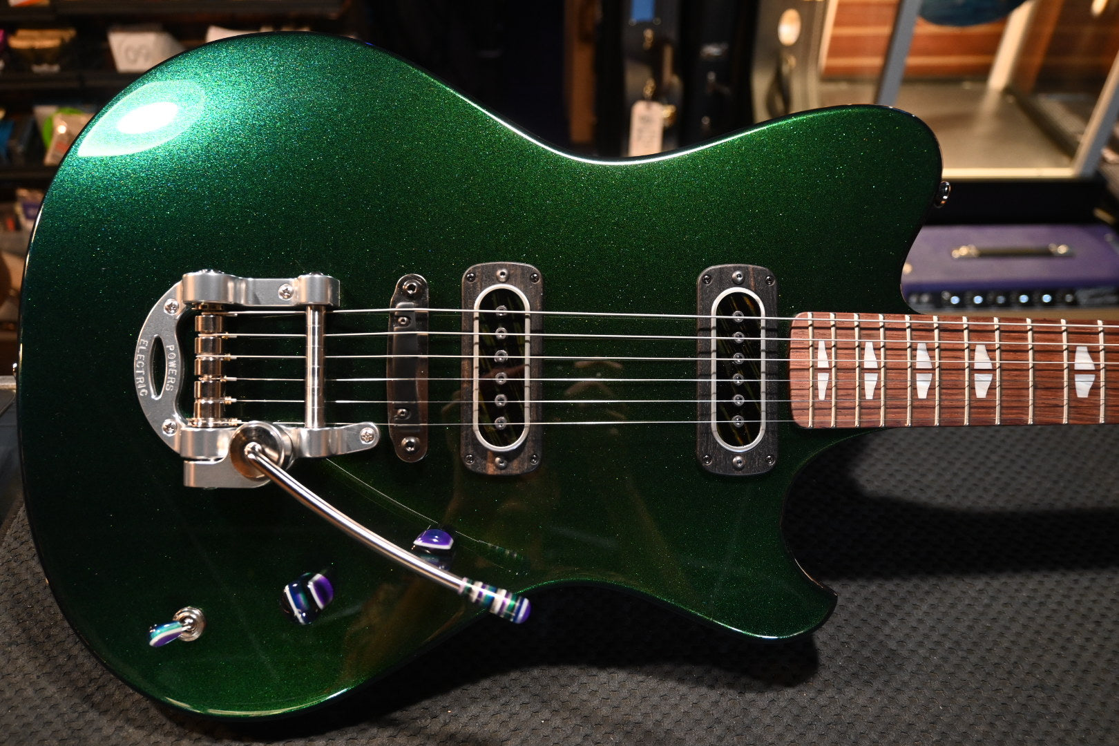 Powers Electric A-Type PF42 CamTail - Chroma Algae Guitar #B148 - Danville Music