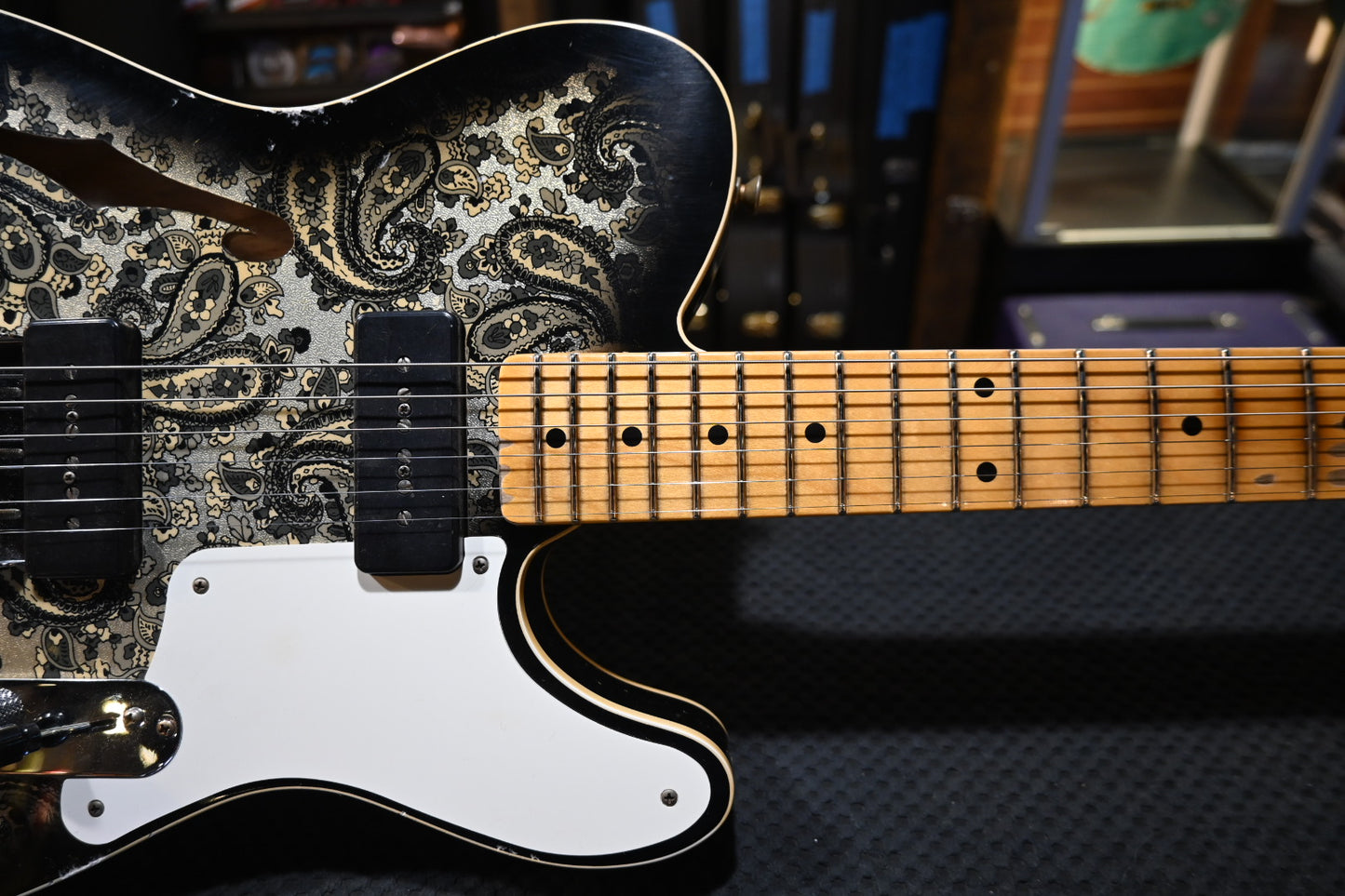 Fender Custom Shop Dual P-90s Telecaster Relic - Aged Black Paisley Guitar #8688