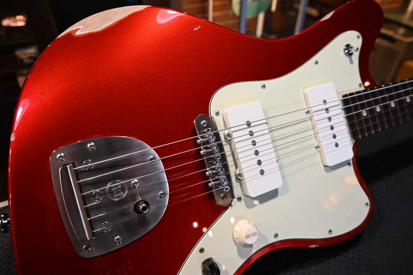 Suhr Classic JM Antique Limited Edition Mastery Bridge - Candy Apple Red Guitar #9376 - Danville Music