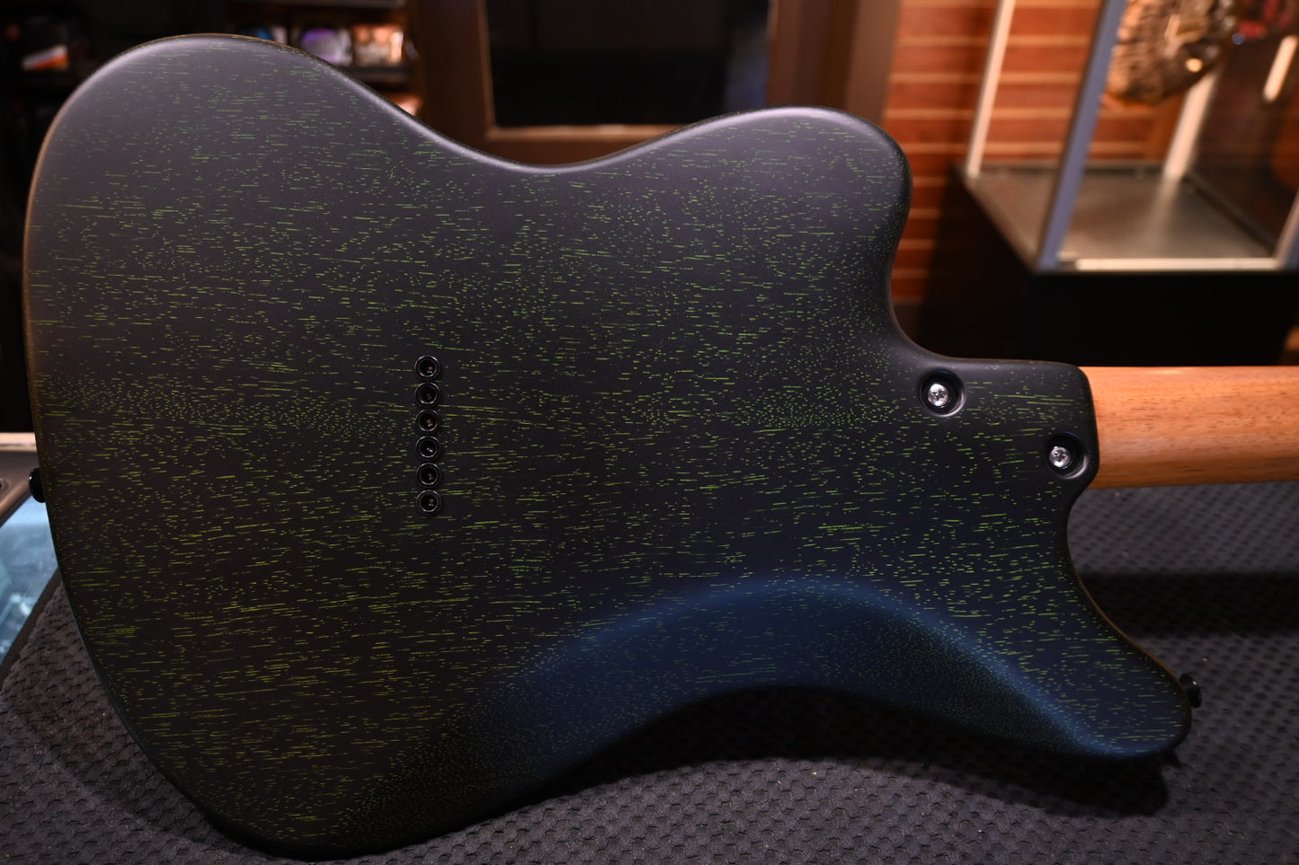 Tom Anderson Raven Superbird Classic Shorty - Satin Black with Green Doghair Guitar #426A