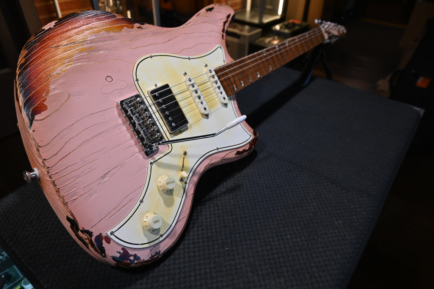 Kauer Electronliner 2026 - Weathered Shell Pink over 3-Tone Sunburst Guitar #157