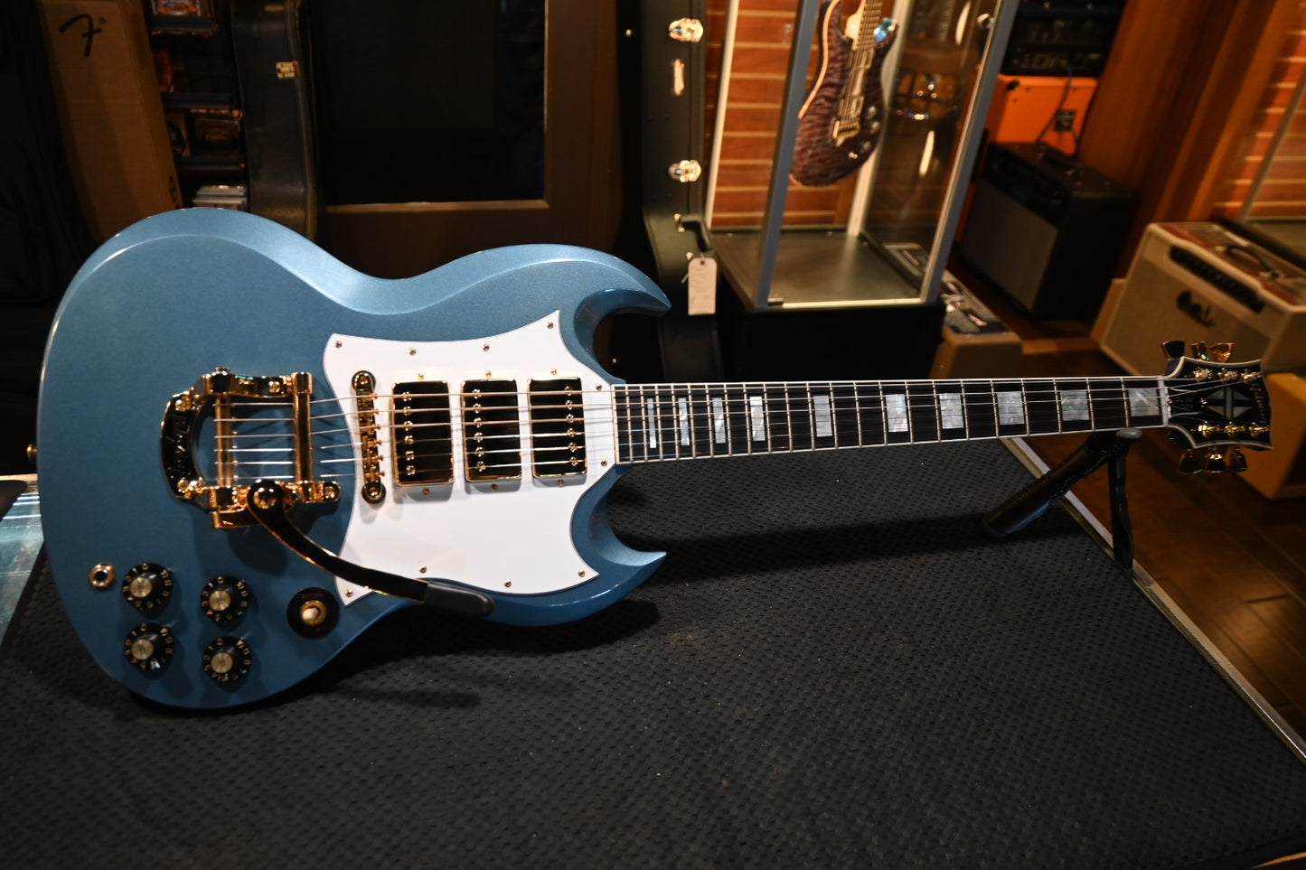 Gibson Custom Shop 1963 Les Paul SG Custom 3-Pickup Bigsby VOS “Hendrix” PSL - Pelham Blue Guitar #3223