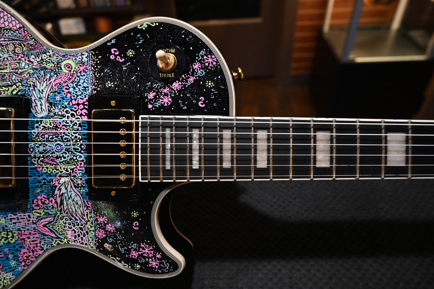 Epiphone Les Paul Custom Danville Music X Rosati “Unicorn Sparkle” Edition - Ebony Guitar #3353