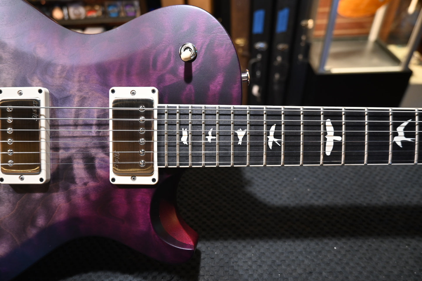 PRS Wood Library S2 McCarty SC 594 Single-Cut Angel Step Quilt - Faded Gray Black Purple Burst Satin Guitar #0266