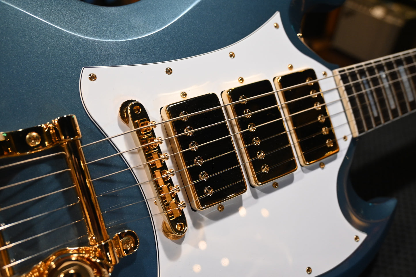 Gibson Custom Shop 1963 Les Paul SG Custom 3-Pickup Bigsby VOS “Hendrix” PSL - Pelham Blue Guitar #3063 - Danville Music
