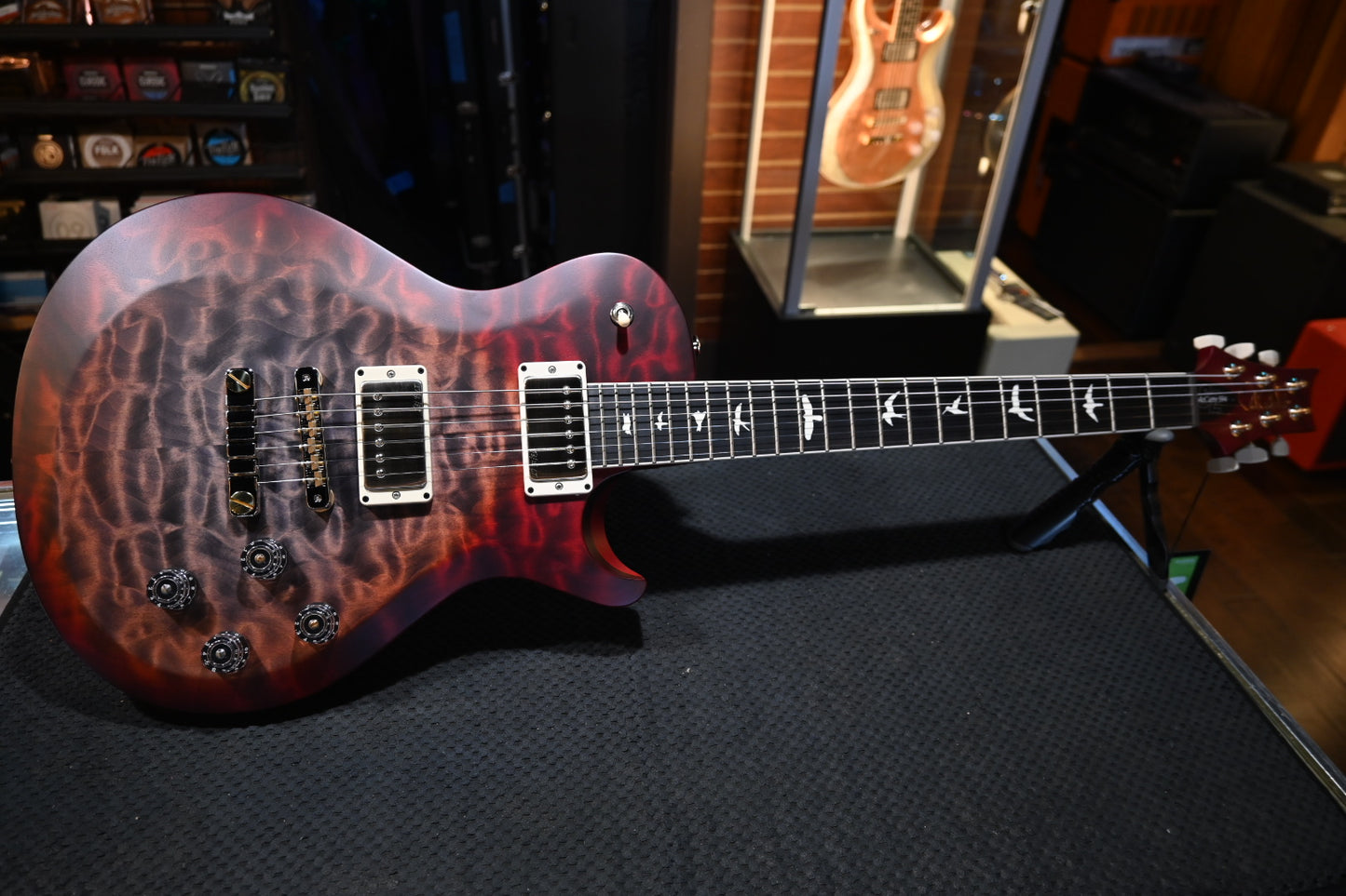 PRS S2 Wood Library McCarty SC 594 Single-Cut Quilt - Faded Gray Black Cherry Burst Satin Guitar #9641