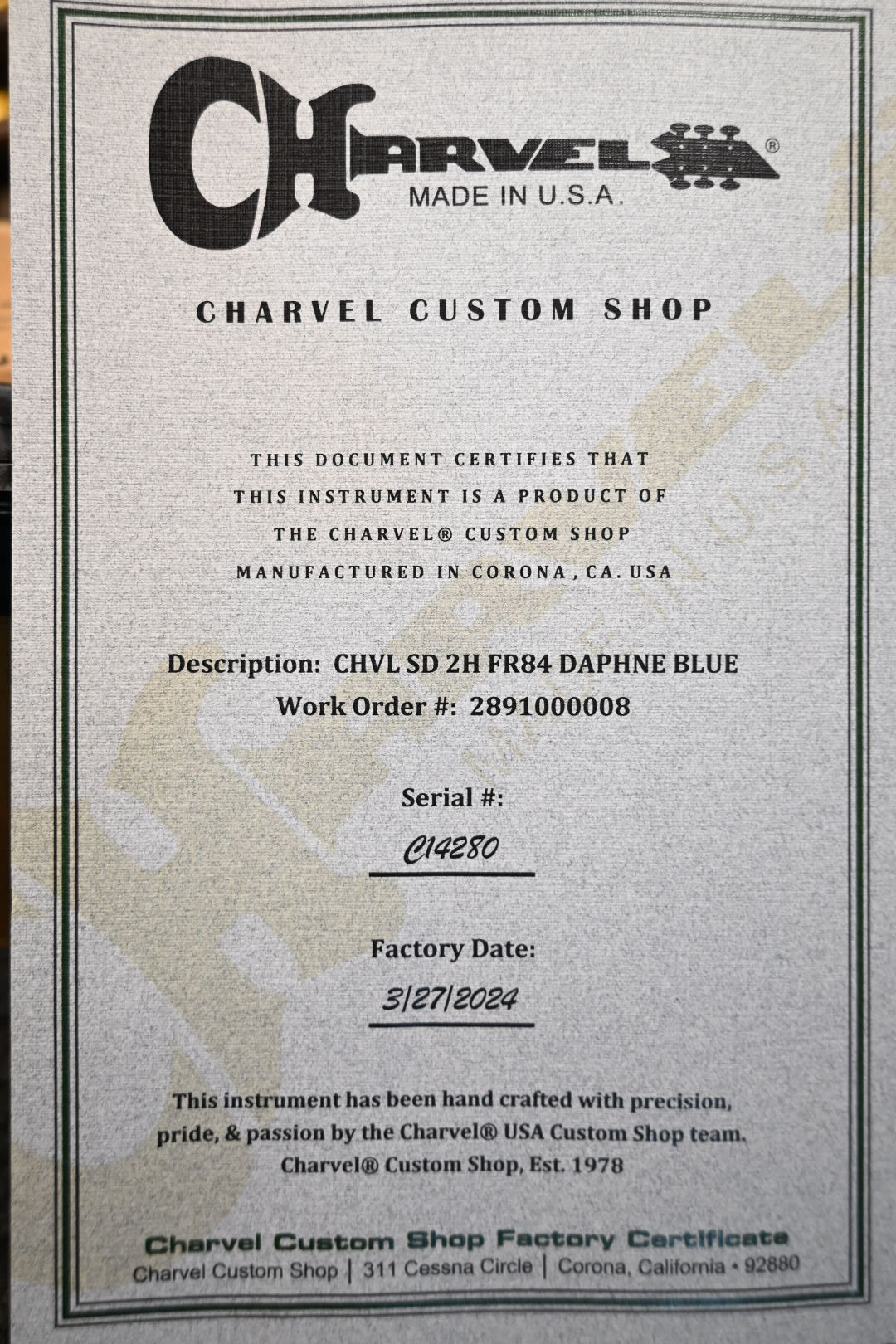 Charvel San Dimas 2H FR84 2024 - Daphne Blue Guitar #4280 - Danville Music