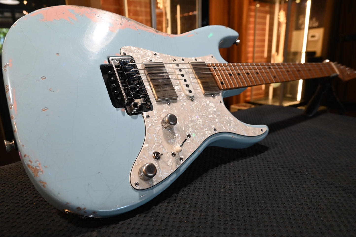 Tom Anderson Guardian Angel Player - Sonic Blue over Shell Pink Guitar #826A