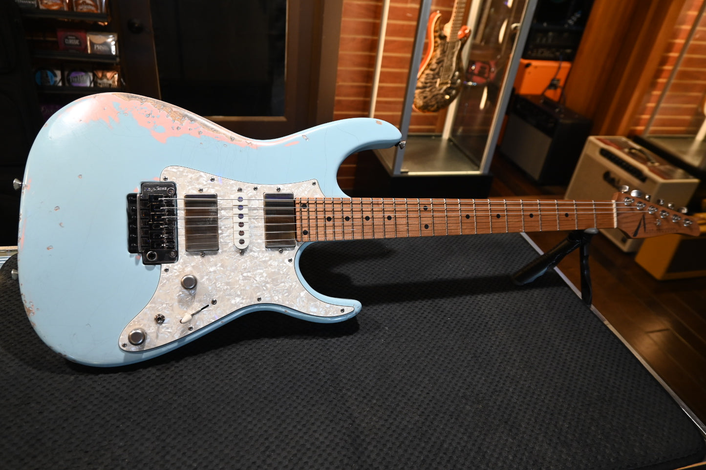 Tom Anderson Guardian Angel Player - Sonic Blue over Shell Pink Guitar #826A
