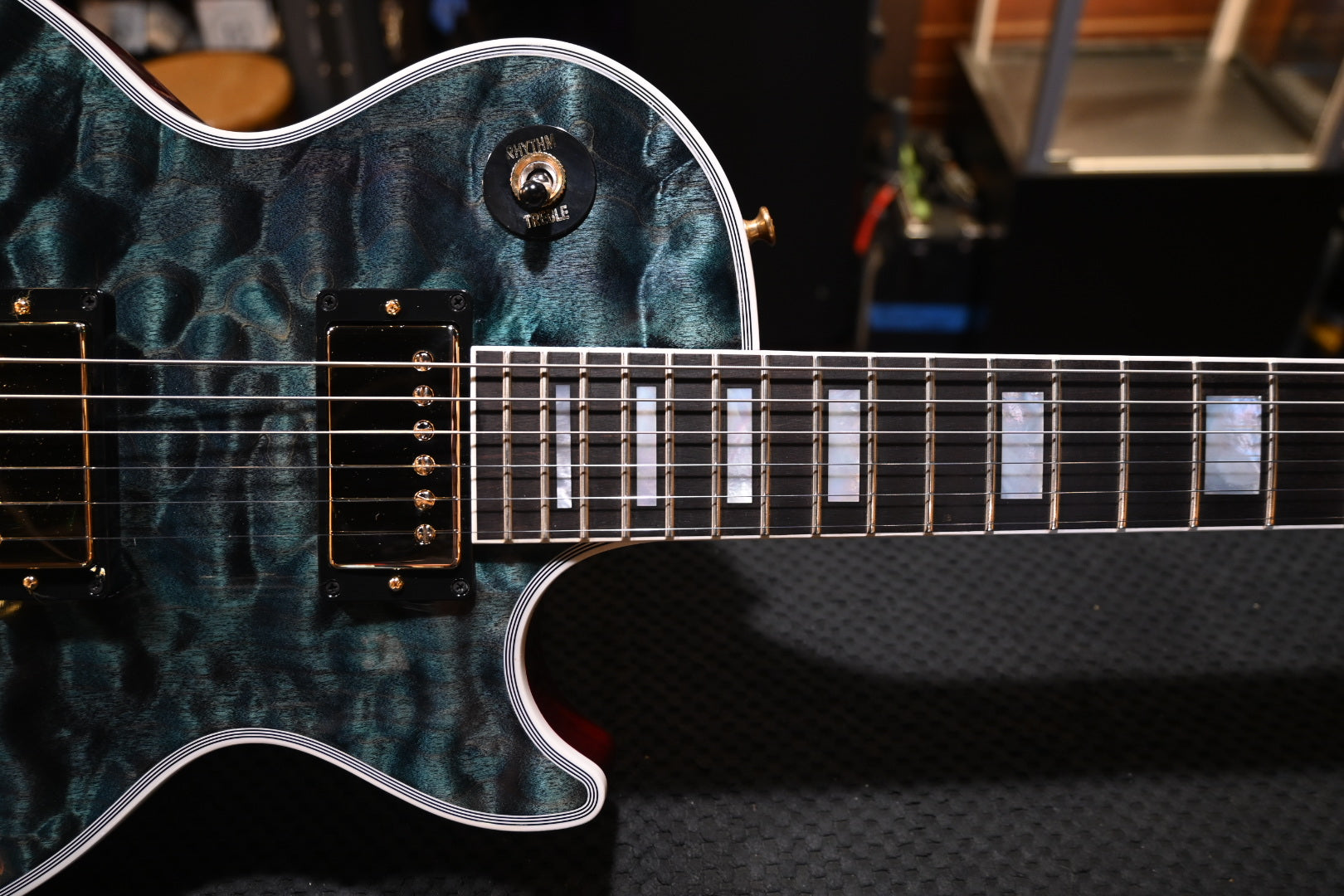 Gibson Custom Shop Les Paul Axcess Custom 5A Quilt PSL - Nordic Blue Guitar #0416 - Danville Music