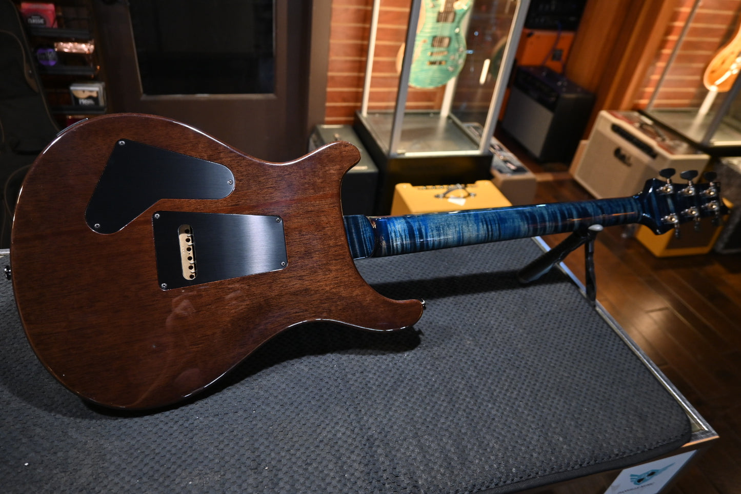 PRS Wood Library Custom 24-08 10-Top DMO Limited - Faded Blue Jean Brown Edge Burst Guitar #3696 - Danville Music